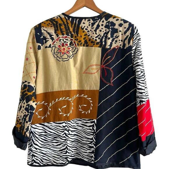 Alex Kim Patchwork Embroidered Jacket L Cottagecore Boho Y2K Vtg Art to Wear - Picture 3 of 14